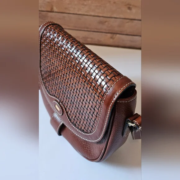 Bally Brown Woven Leather Crossbody Bag